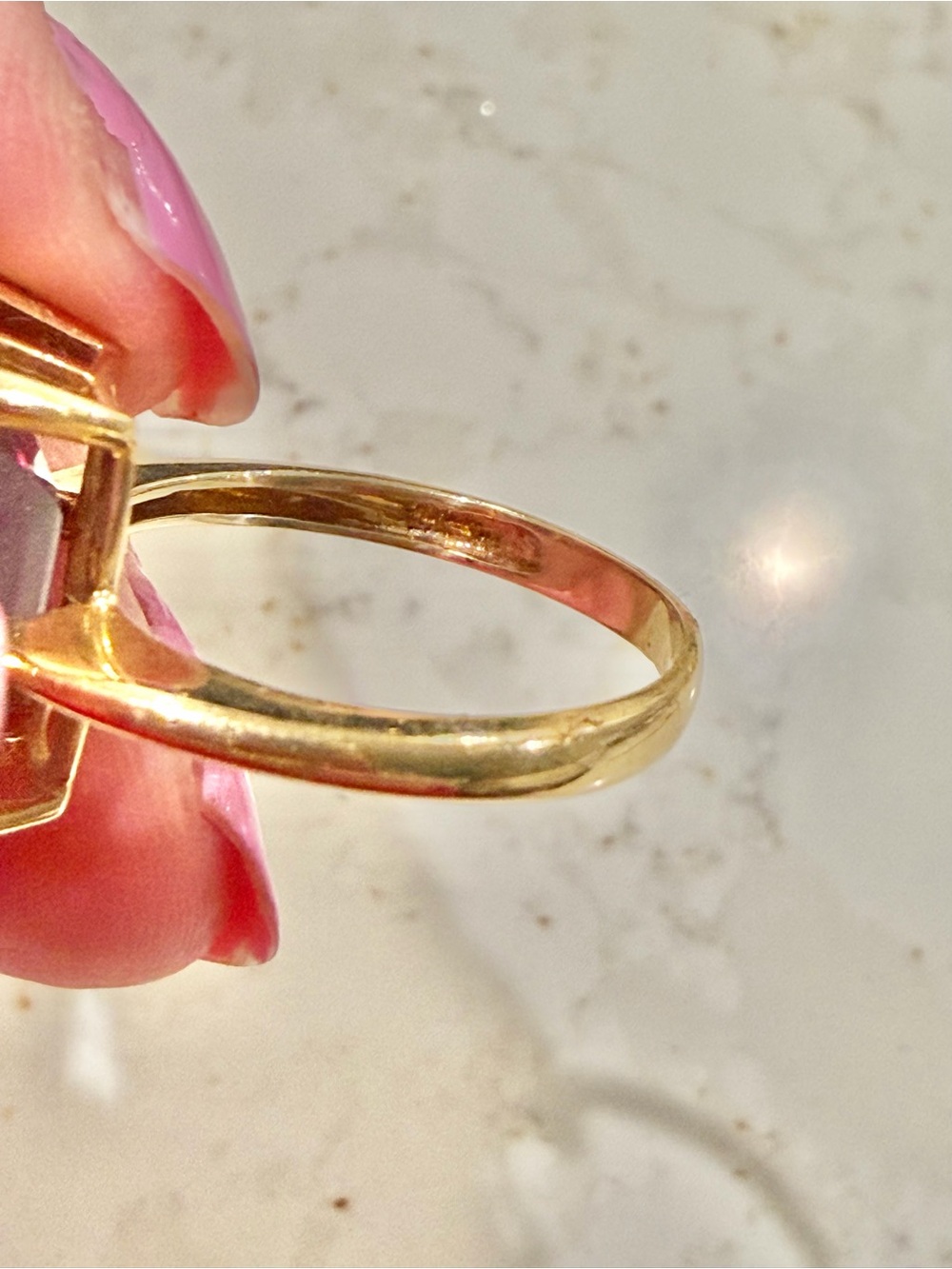 Vintage 14K Gold Plated Emerald Cut Purple Statement Ring – Size 9 - Picture 6 of 12